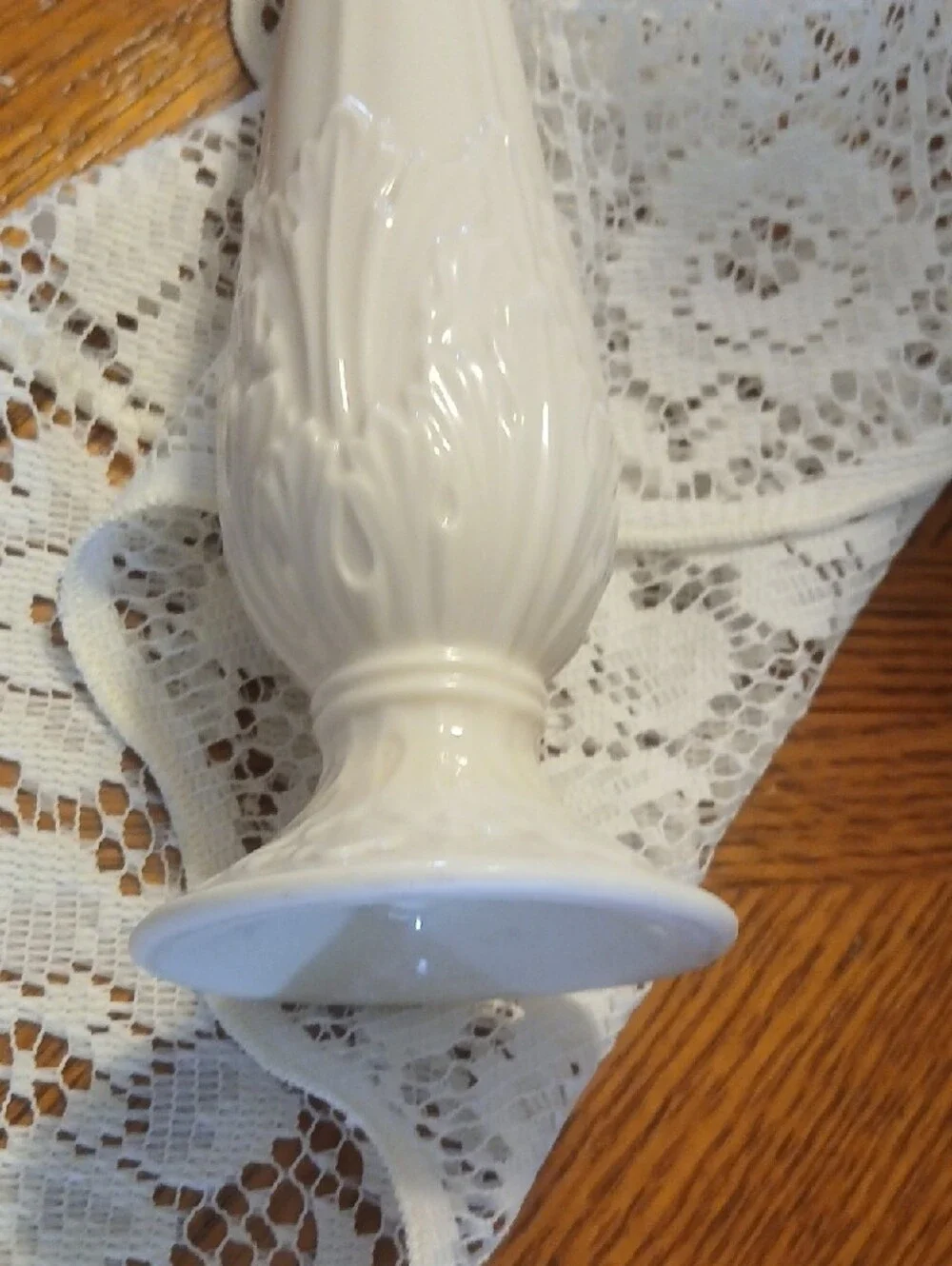 Lenox White Tall Bud Vase with Sculpted Detail